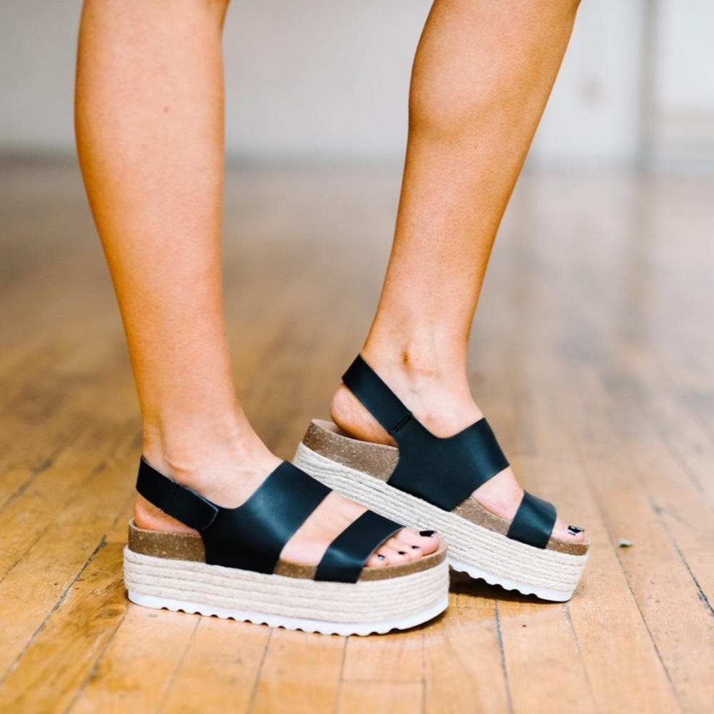 Black strapped platform sandals!